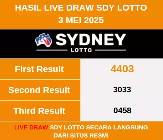 Data Live Draw SDY LOTTO 3 Mei 2025
