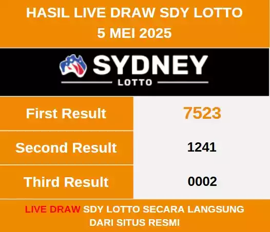 Data Live Draw SDY LOTTO 5 Mei 2025